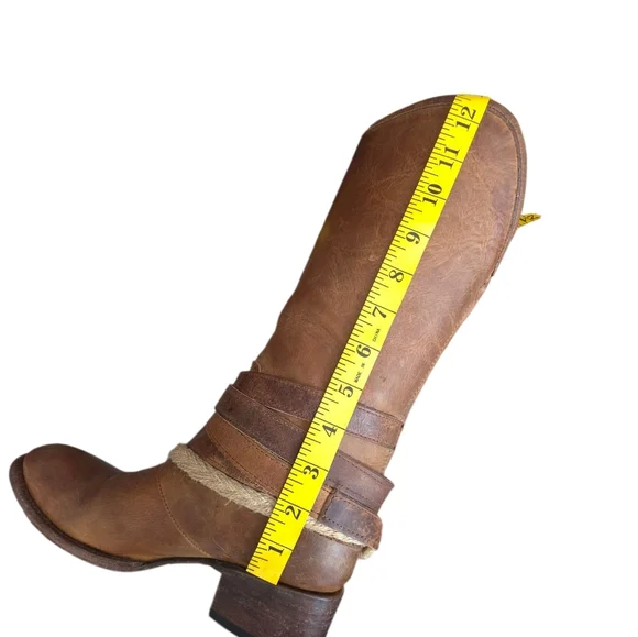 Freebird Drove Tan Distressed Leather Strappy Cowboy Boots Size 6 - Picture 16 of 17
